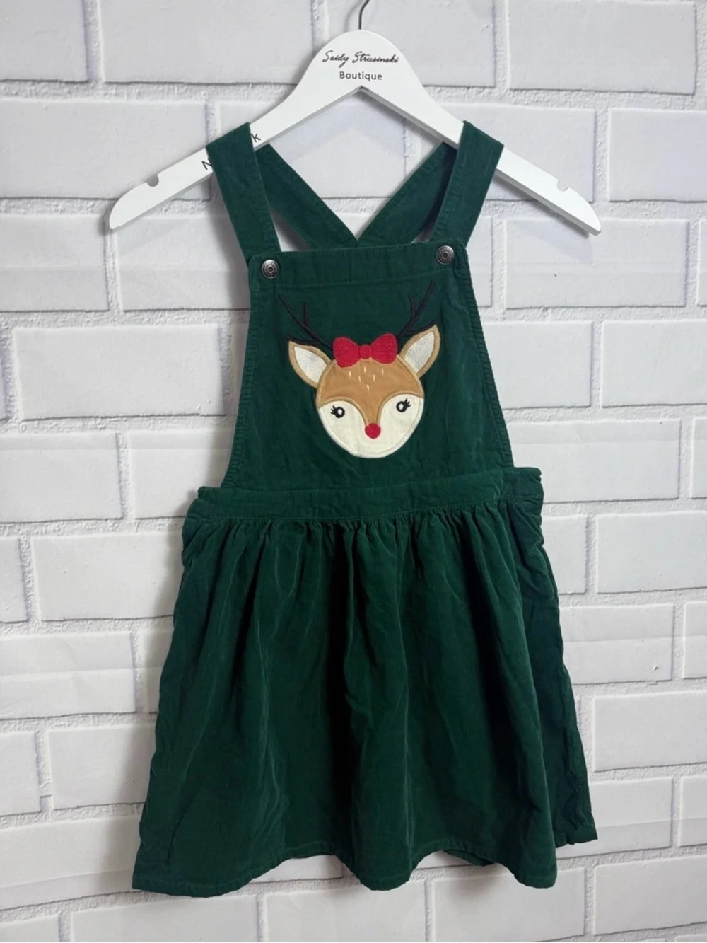 Bundle of 2 Gymboree Girls Corduroy Jumper Dresses Size 8 Owl & Reindeer Holiday